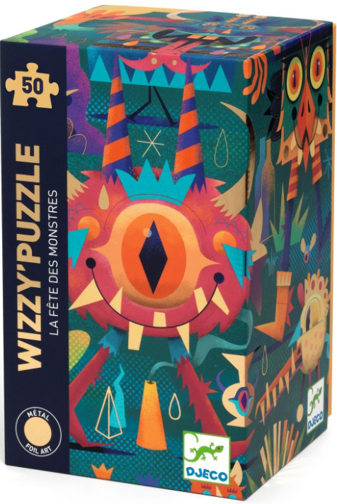 DJECO Metalické puzzle Monster party 50 dílků