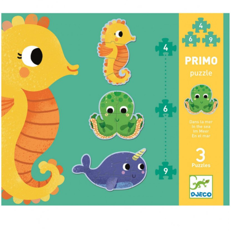 DJECO Puzzle V moři 3v1 (4,6,9 dílků)
