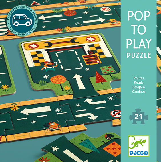DJECO Podlahové obrysové puzzle Silnice 21 dílků
