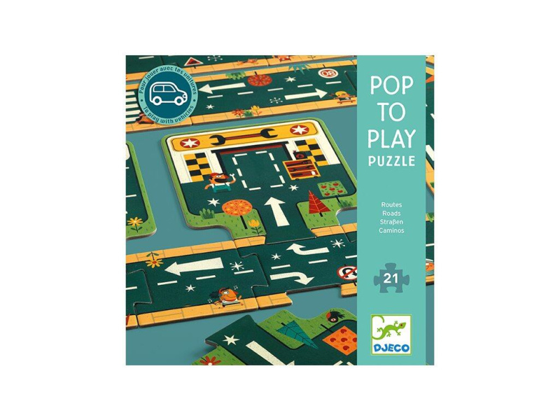 DJECO Podlahové obrysové puzzle Silnice 21 dílků