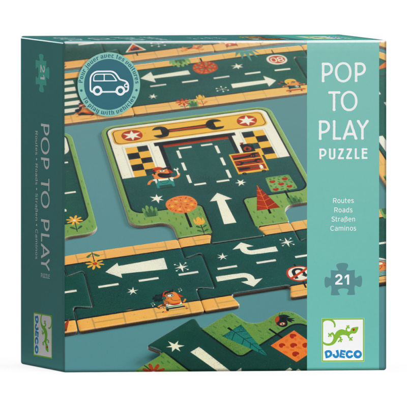 DJECO Podlahové obrysové puzzle Silnice 21 dílků
