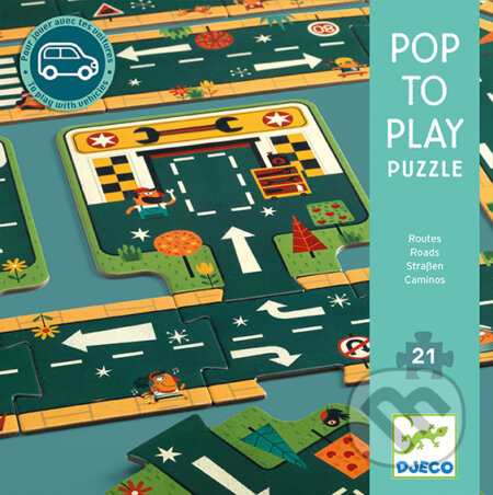 DJECO Podlahové obrysové puzzle Silnice 21 dílků