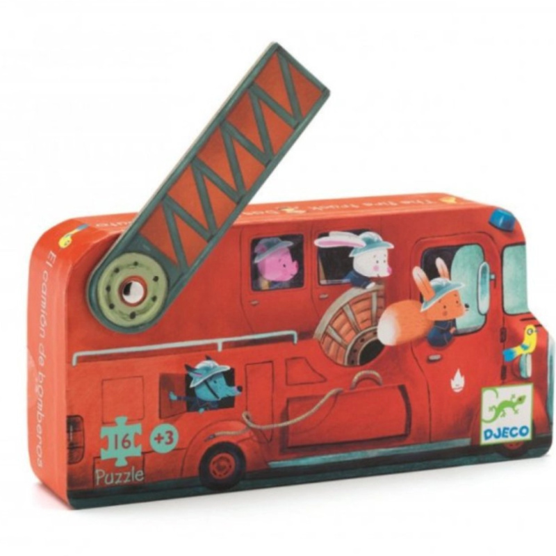 DJECO Puzzle Hasičské auto - 16 dílků