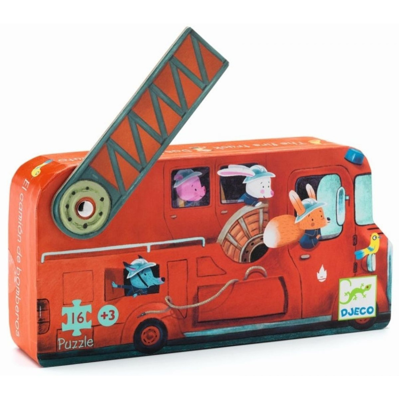 DJECO Puzzle Hasičské auto - 16 dílků