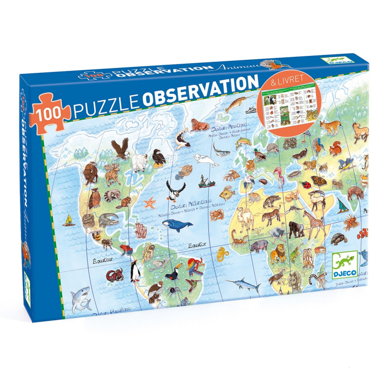 DJECO Puzzle Observation: Zvířata z celého světa 100 dílků