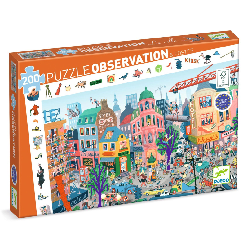 DJECO Vyhledávací puzzle Město - 200 dílků