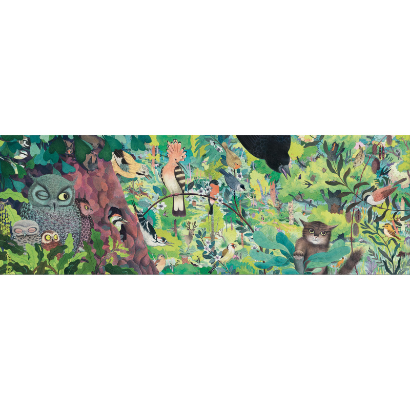 DJECO Panoramatické puzzle Sovy a ptáci 1000 dílků