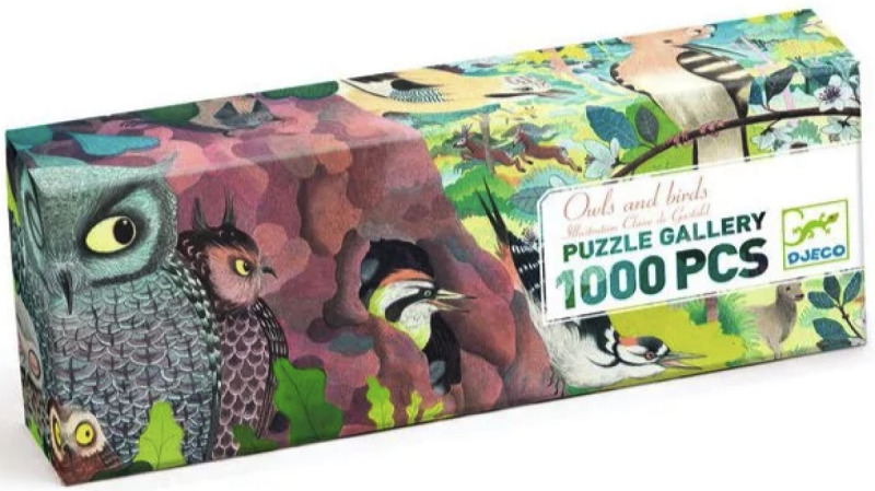 DJECO Panoramatické puzzle Sovy a ptáci 1000 dílků