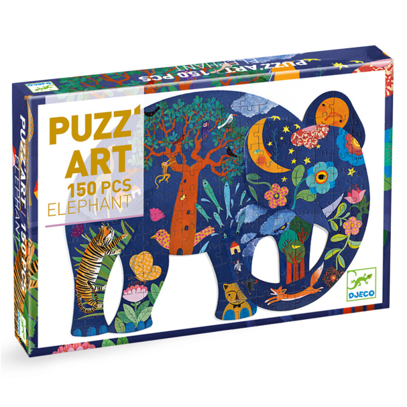 DJECO Obrysové puzzle Slon 150 dílků