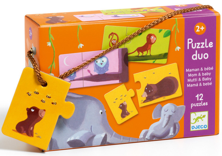DJECO Puzzle Zvířecí maminky a mláďata 12x2 dílků