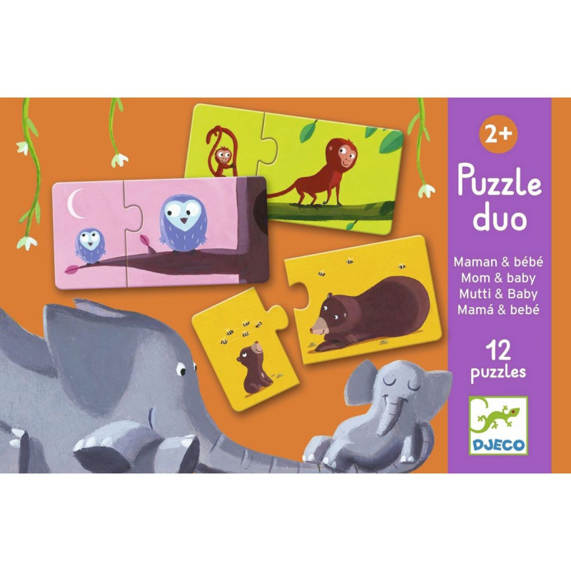 DJECO Puzzle Zvířecí maminky a mláďata 12x2 dílků