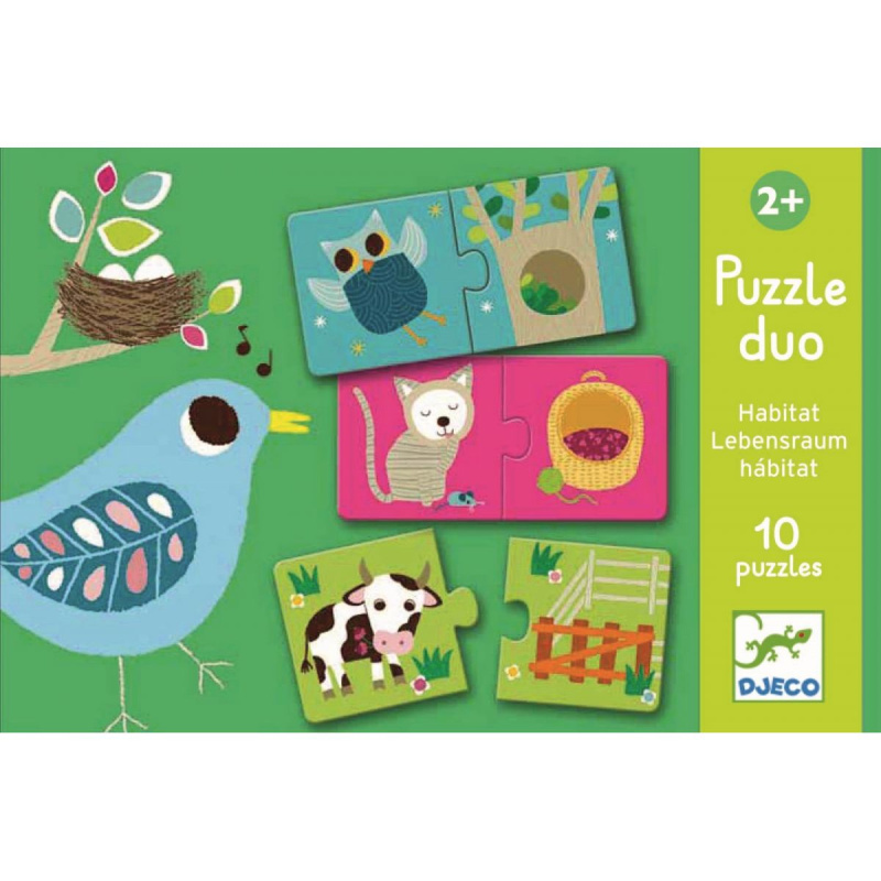 DJECO Puzzle Zvířecí domečky 12x2 dílků