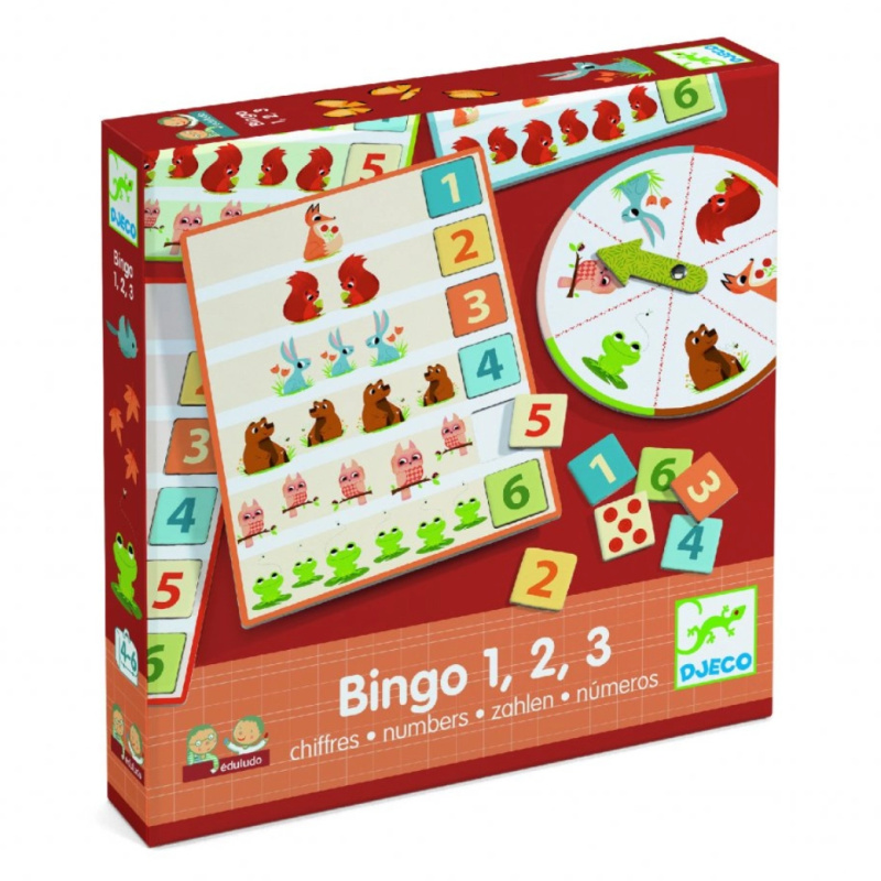 Edukativní hra Eduludo Bingo 1, 2, 3 od DJECO