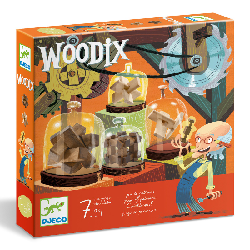 Djeco Woodix Sada 5 hlavolamů