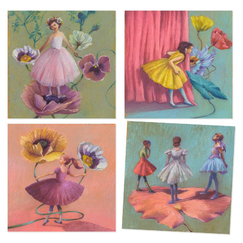 Inspired by Edgar Degas: Balerína (olejové pastelky, 4 obrázky)