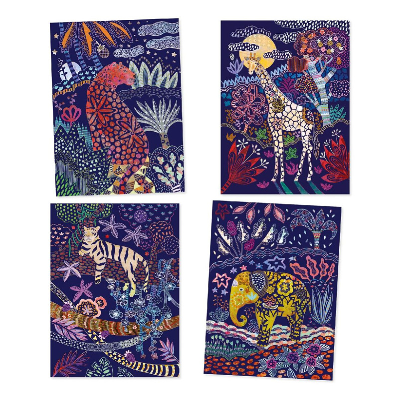 Vyškrabávací obrázky Djeco Divoká Afrika