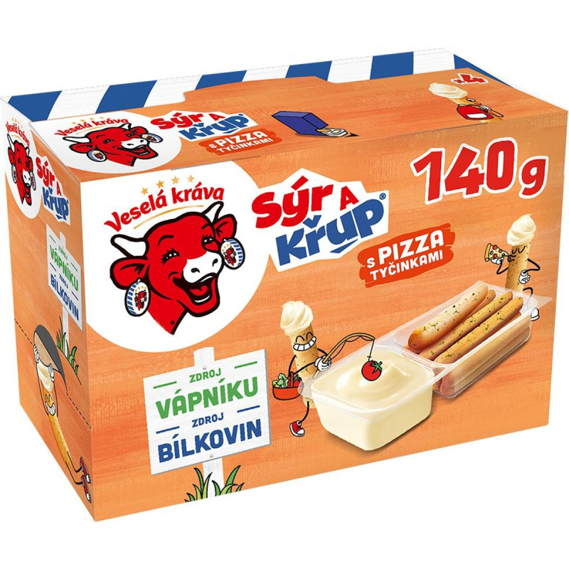 Veselá kráva Sýr a křup s příchutí pizza 4×35 g