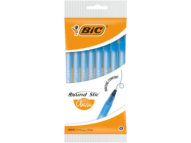 Bic Kuličkové pero ROUND STIC, modré, 8 ks