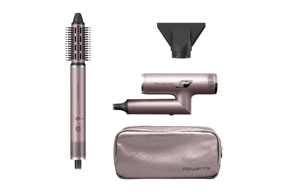 Sada fénu a horkovzdušného kartáče Rowenta Nano Fold & Air Nano YD308UE0 Metalicky růžová