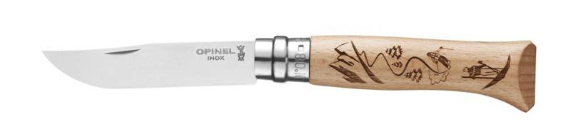 Opinel Zavírací nůž N°08, Gravure Sport Ski, 8,5 cm 002188