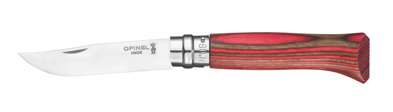 Opinel Zavírací nůž N°08, rukojeť finská bříza, 8,5 cm, červená 002390