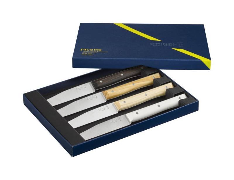 Opinel Sada stolních nožů Facette, hladká čepel, mix barev, 4 ks 002568