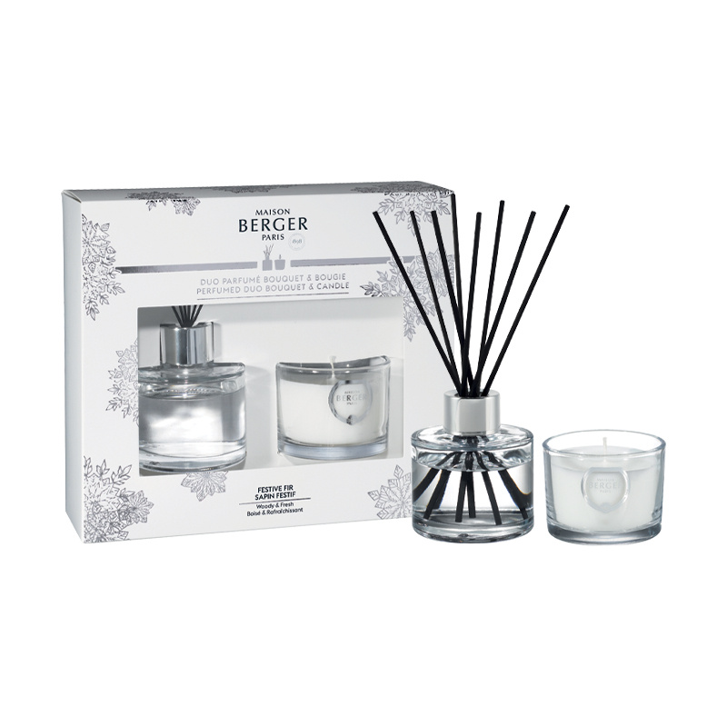 Maison Berger Paris Dárková sada Duo Mini Winter: aroma difuzér s náplní 80 ml + svíčka 80 g, Pod vánočním stromem 4568
