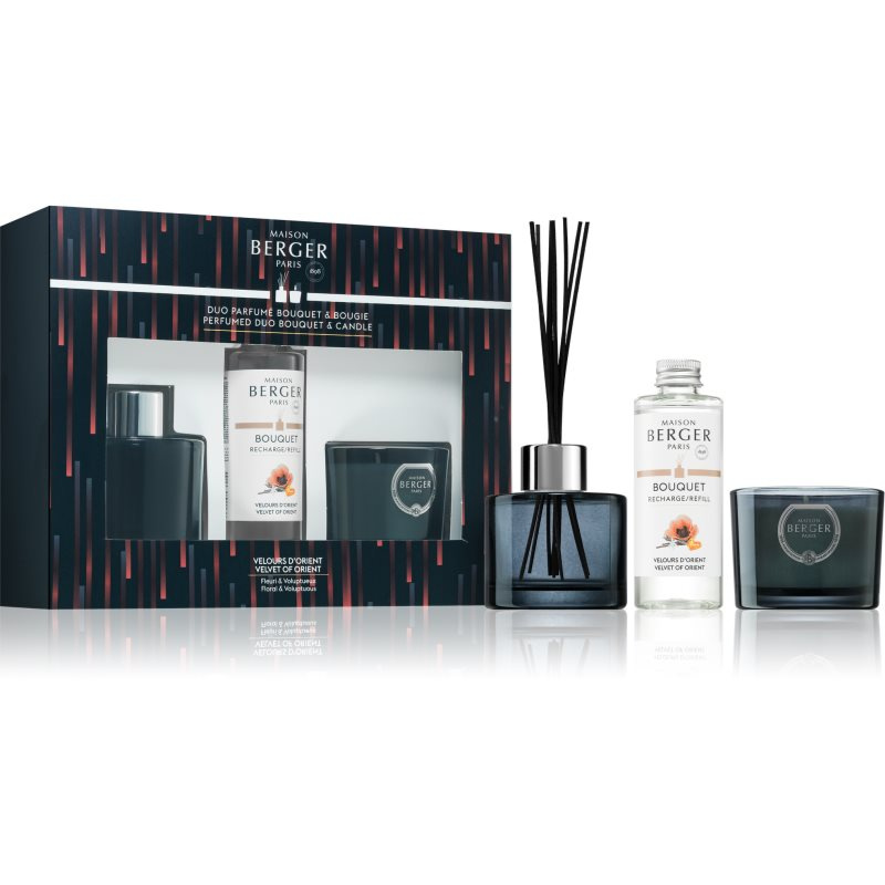 Maison Berger Paris Dárková sada Duo Mini Variation: aroma difuzér s náplní 90 ml + svíčka 80 g, Samet z Orientu 7714