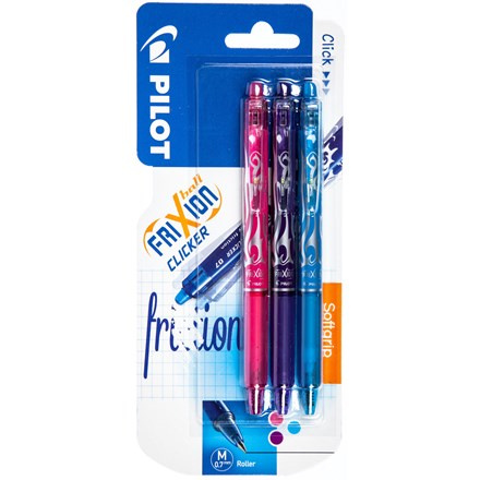 PILOT Frixion Clicker 0,7mm fialová/růžová/sv.modrá 3 ks