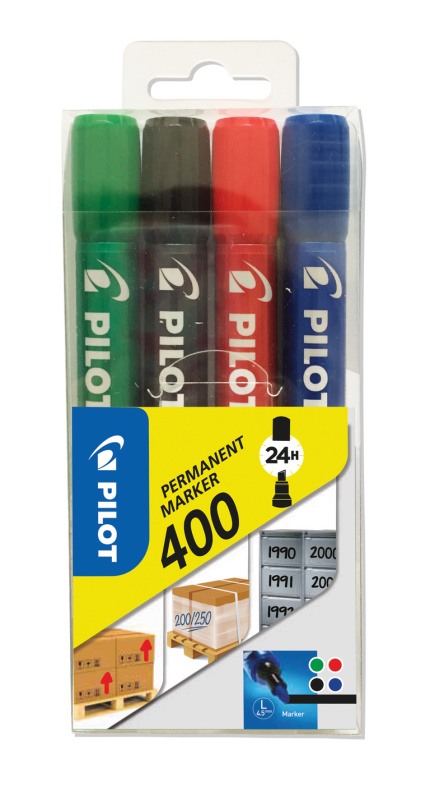 Permanentní popisovač Pilot 400, zkosený, 4 barvy