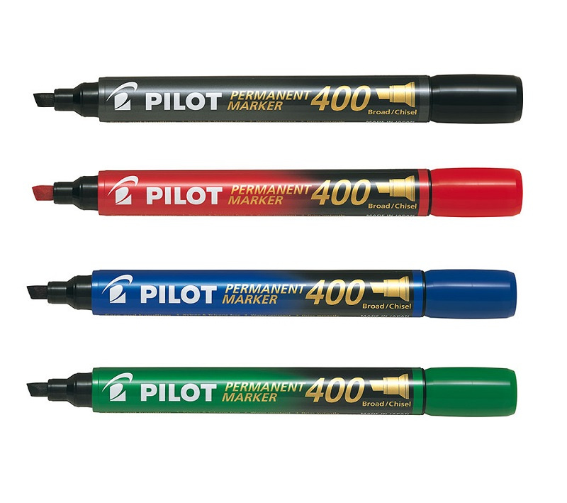 Permanentní popisovač Pilot 400, zkosený, 4 barvy