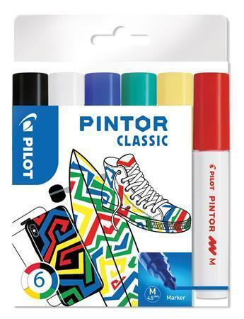 Sada 6 kusov akrylových popisovačov Pintor, (M) stredné, Classic