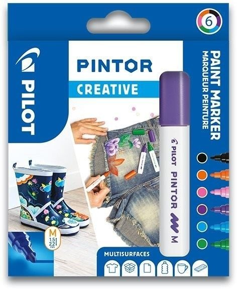 Sada 6 kusov akrylových popisovačov Pintor, (M) stredné, Fun