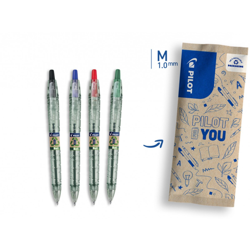 Pilot Ecoball Ocean Plastic sada barevných kuličkových per, šířka stopy 0,27mm, šířka hrotu 1mm