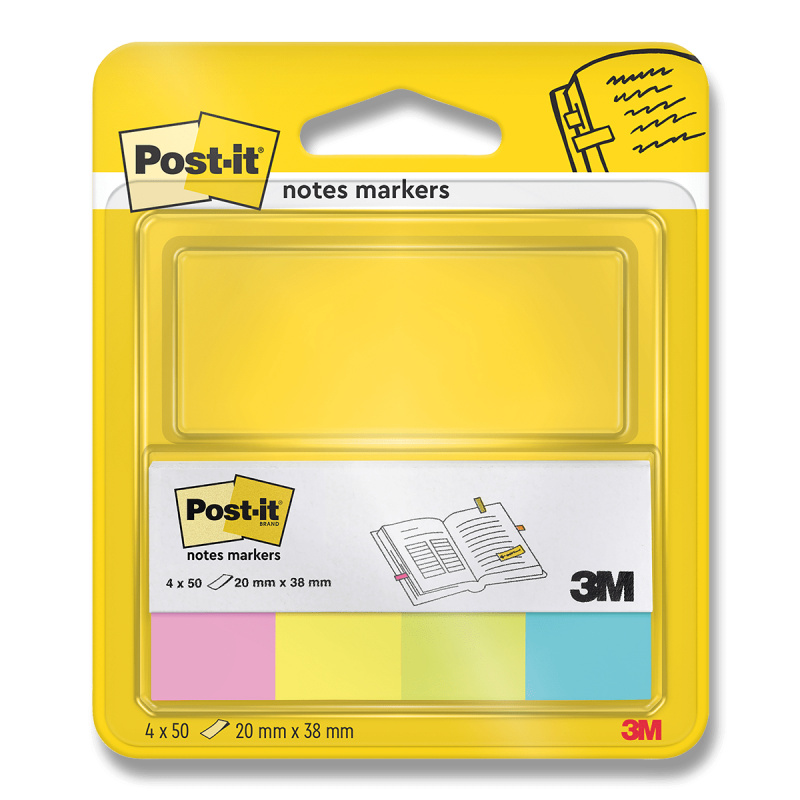 3M Post-it 670/4N - papírové značkovací proužky - 20×38 mm, 4x50 l.