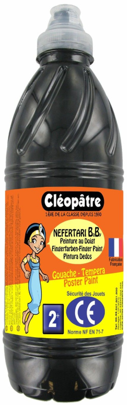 Cleopatre Prstová barva - tempera NEFERTARI BABY 1 Kg ČERNÁ
