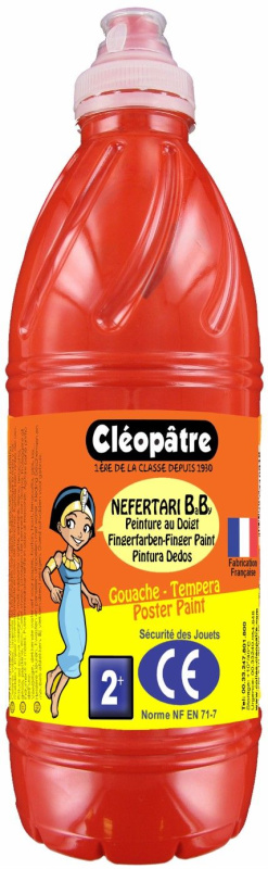 Cleopatre Prstová barva - tempera NEFERTARI BABY 1 Kg ČERVENÁ