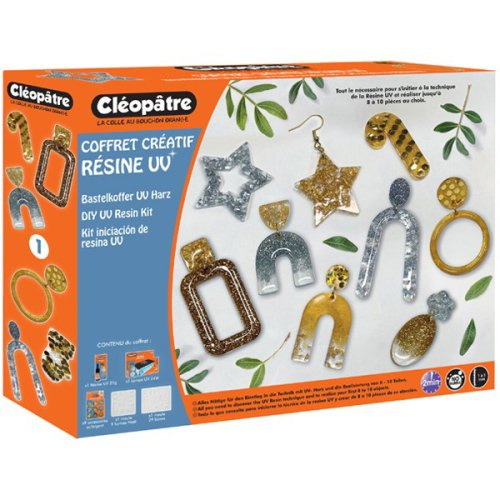 Cleopatre Kreativní sada UV pryskyřice 25 ml + UV lampa 24 W + 9 třpytek a akcentů + 2 formy