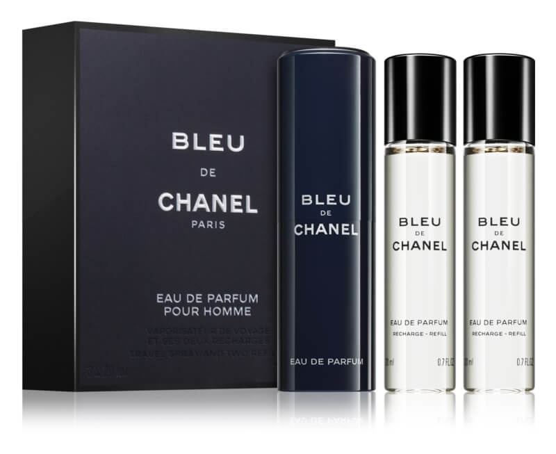 Chanel Bleu de Chanel travel parfémovaná voda (1x plnitelná + 2x náplň) pro muže 3 x 20 ml