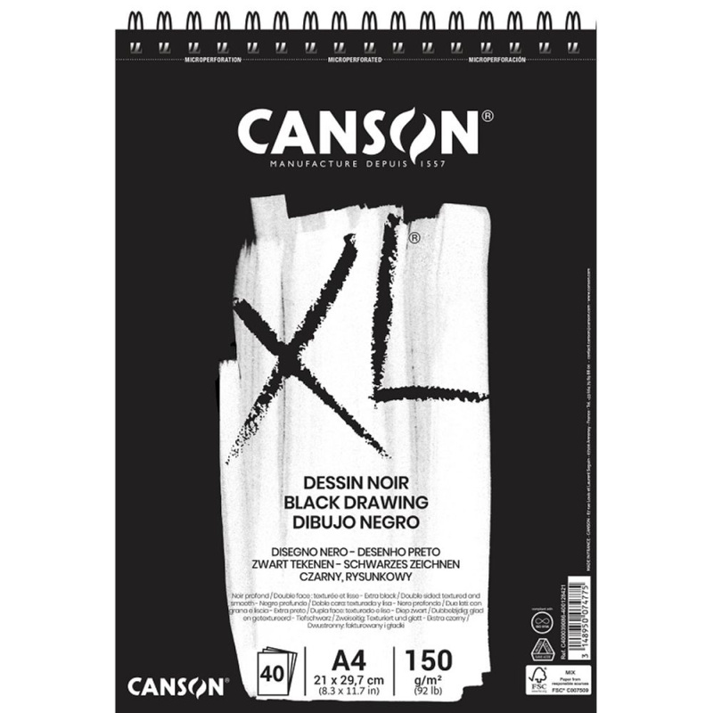 Canson Skicák Canson XL Black, A4, 40 archů - černý