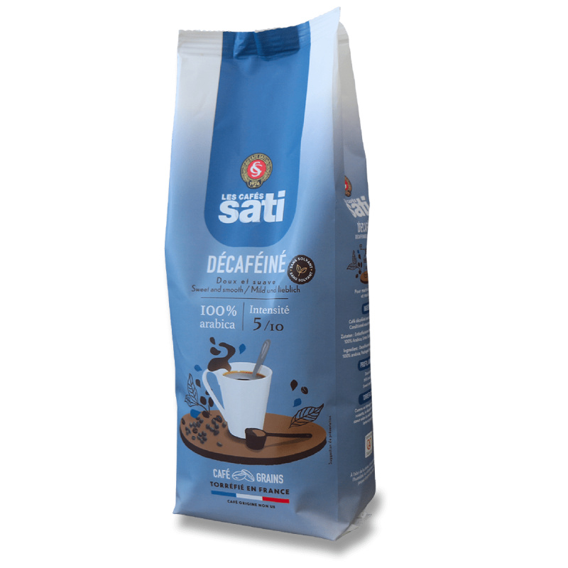 Sati Décafeinated - zrnková káva - bez kofeinu, 500 g
