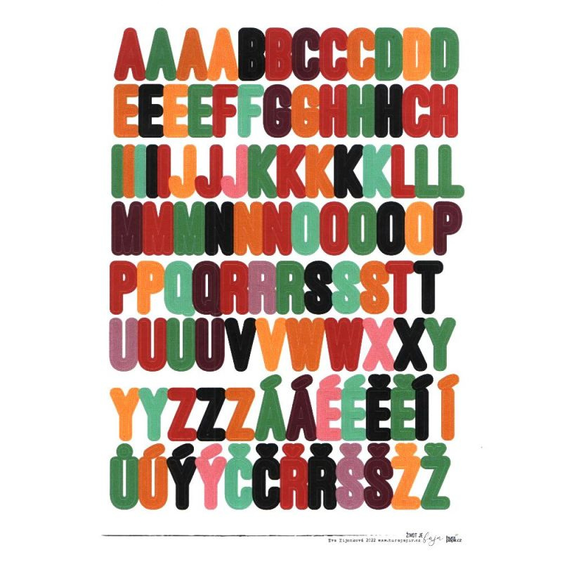 Samolepky A4 - Abeceda barevná