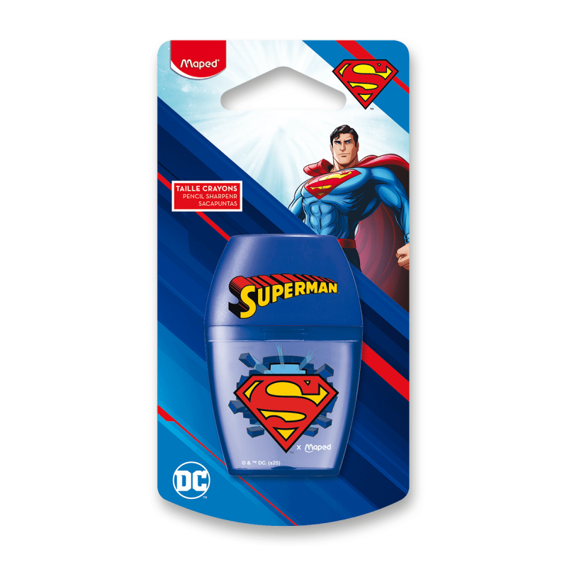 Ořezávátko Maped Shaker Superman - 1 otvor, s odpadní nádobkou, blistr