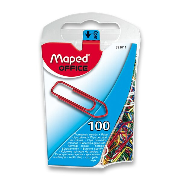 Sponky Maped barevné 25 mm, 100 ks, plastová krabička