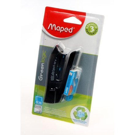 Sešívačka Maped Greenlogic Pocket No.10 na 15 listů, blistr, mix barev