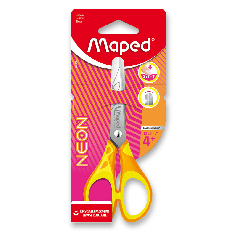 Nůžky Maped Pulse Soft Neon 13 cm, blistr, mix barev Maped