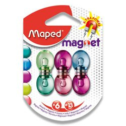 Silné magnety Maped - průměr 13 mm mix barev, 6 ks