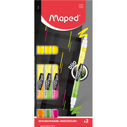 Zvýrazňovač Maped Fluo Peps Duo Neon sada, 3 ks Maped