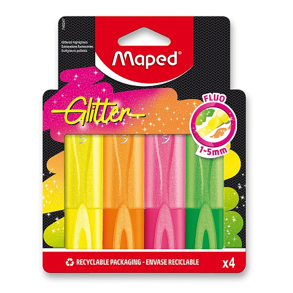 Zvýrazňovač Maped Glitter Fluo 4 ks, blistr Maped