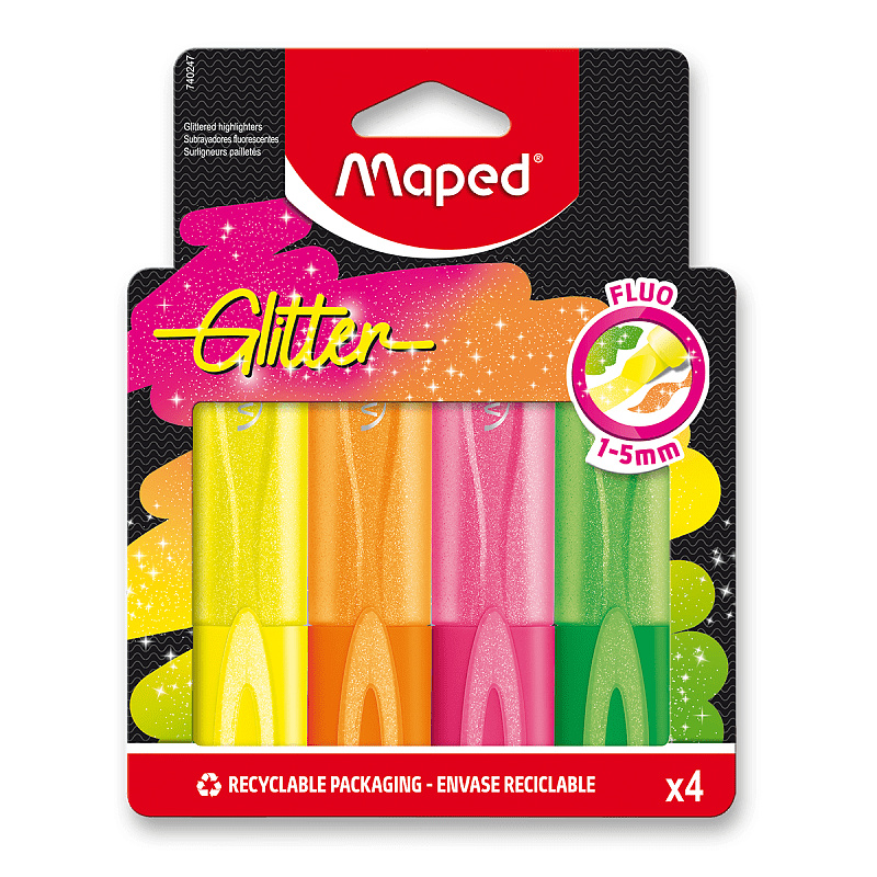 Zvýrazňovač Maped Glitter Fluo 4 ks, blistr Maped
